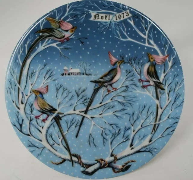 Haviland Limoges Twelve Days of Christmas Plate NOEL 1973 Four Coly Birds EUC