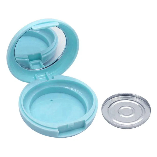 MINI ROUND PLASTIC Powder Container Case Cosmetic Storage Box with