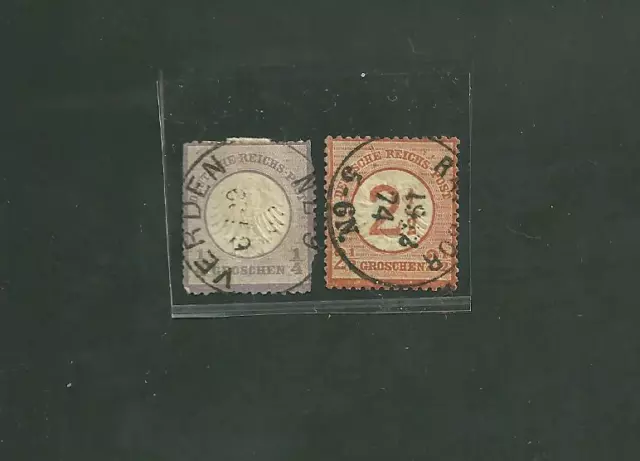 1872 Germany Scott #14 and 19 Used 1/4 and 2 1/2 Groschen Stamps German Empire