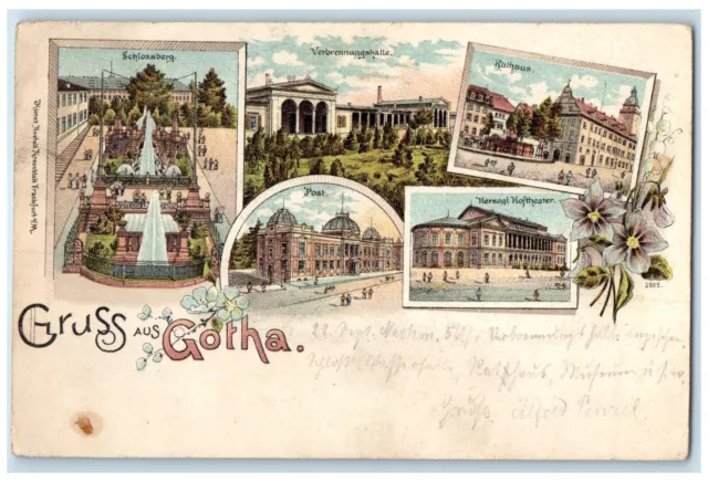 c1905 Greetings from Gotha Thuringia Germany Multiview Posted Postcard