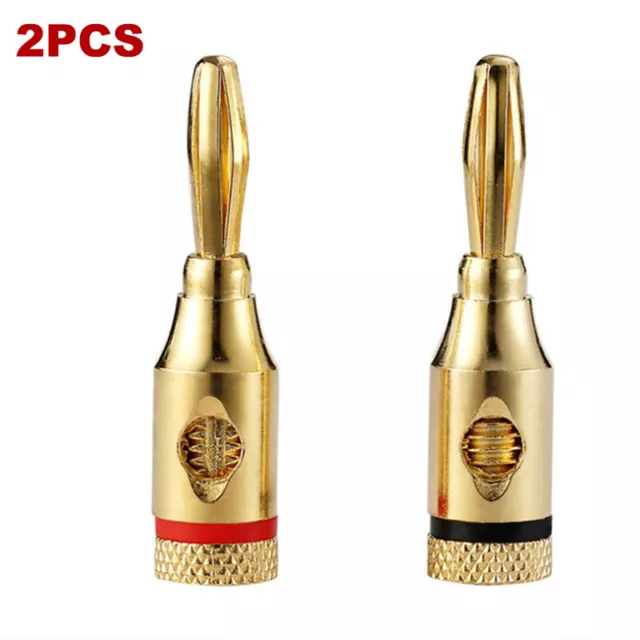 2PCS Gold-Plated Musical Cable Wire Audio Speaker Connector adapter Spea-lk