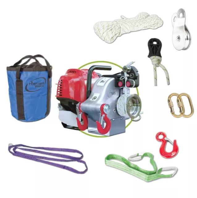 Portable Winch PCW4000-A Capstan Gas-Powered Pulling Winch Kit with Accessories