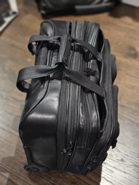 TUMI Alpha Deluxe 2 wheeled Leather Laptop Computer Briefcase Model 96127DH