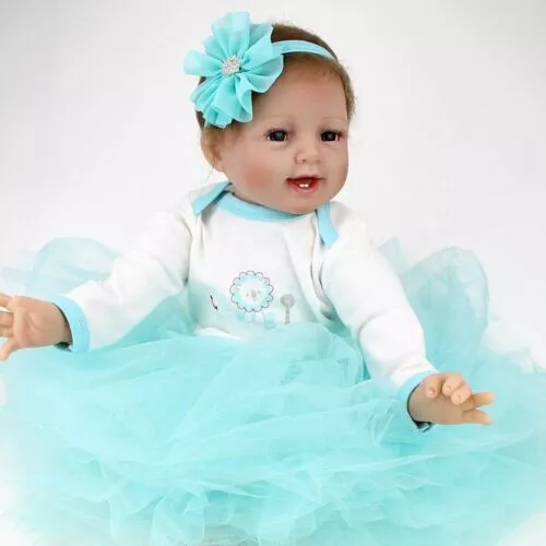 22" Reborn Baby Dolls Silicone Vinyl Real Lifelike Toddler Newborn Doll Gift UK 3