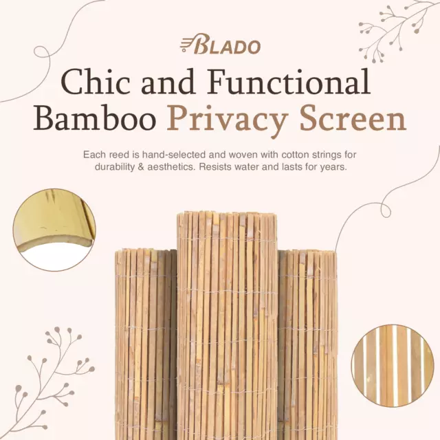 Natural Bamboo Screening Roll Fence Panels Garden Patio Outdoor Privacy Fencing