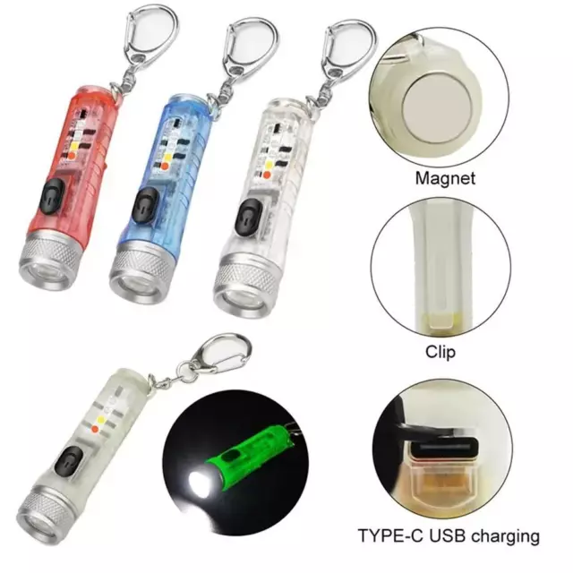 Lampe Torche LED Poche USB Rechargeable Mini Porte-clés Porte-clés Camping Lamp;