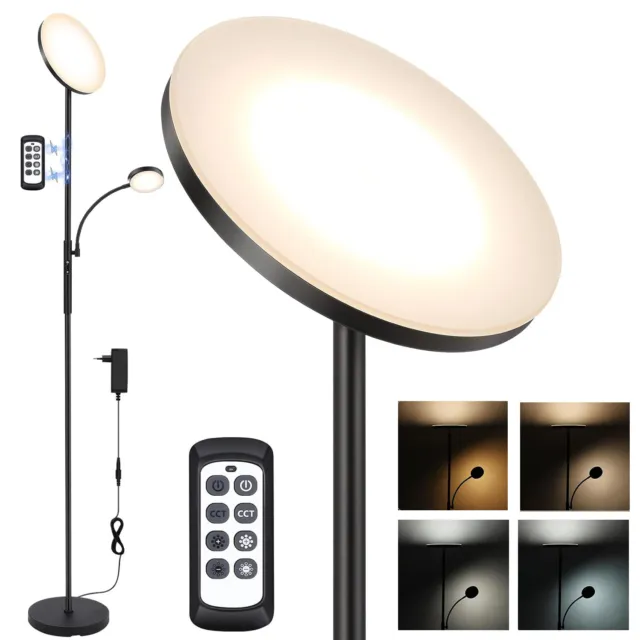 LED Deckenfluter Stehlampe Flexo Lese Schlafzimmer mit Fernbedienung dimmbar NEU