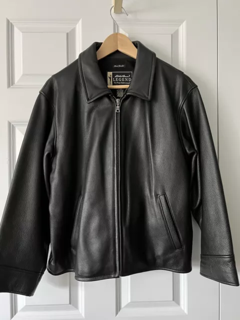 Vintage Eddie Bauer Legend Black Leather Women's Stine Jacket Size Petite Medium