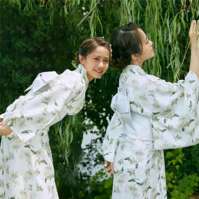 Elegance Sakura Girl  Kimono Dress Japanese Style Yukata Bathrobe  Geisha