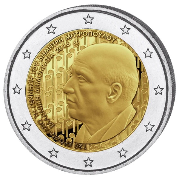 GRECE 2 Euro Dimitri Mitropoulos 2016 UNC