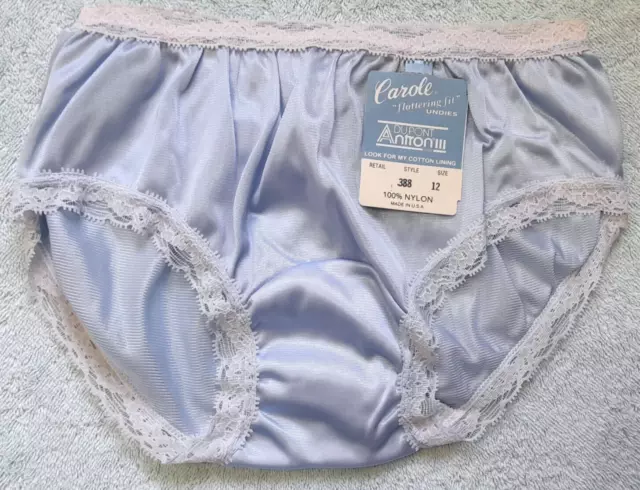 Girls Pretty Silky Baby Blue Nylon Briefs Vintage Style Panties  11-12 Yrs