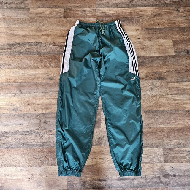 Vintage Rare 80s 90s Adidas Drak Green 3 Stripe Windbreaker Nylon Pants.