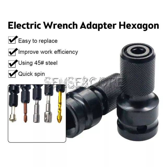 1/3Pcs 1/2" Drive To 1/4" Socket Adapter Hex Drill Chuck Change Impact Wrench