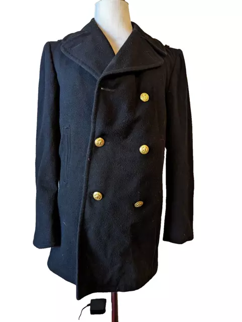 VINTAGE U S Navy Peacoat Major Coat Co 1984 Wool Brass Buttons Mens 38 ...