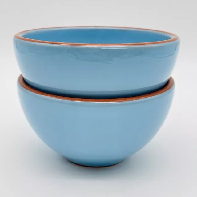 (2) Val Do Sol Pottery Bowls Portugal -Handmade Clay & Glaze 4 3/4” Small Blue