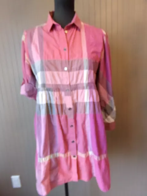 BURBERRY BRIT Pastel Plaid Blouse Top Size Medium