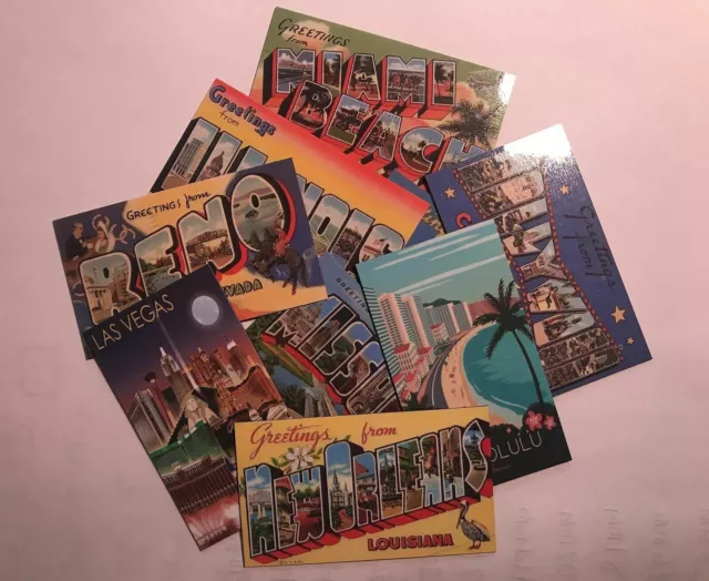 (Page 2) Vintage "Greetings From" Travel Souvenir Refrig Magnets 2" X 3"