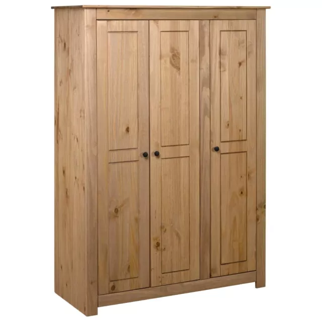 3-Door Wardrobe Wooden Clothes Storage Cabinet Closet Organiser Pine Panama -NEW 2