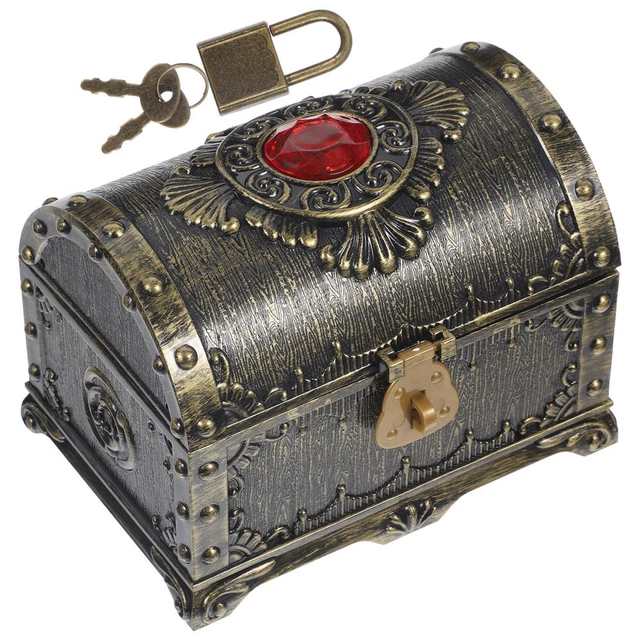 Coffret Secret Avec Serrure PRITOK - Coffre Au Trésor Vintage En Bois Avec Serrure - 15x12x7.5cm - Pour Bijoux Ou Cadeau Enfant Coffre Trésor