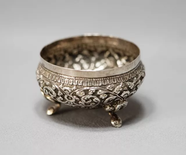 Georgian Repousse Sterling Silver Condiment Pot Twisted Snakes Serpents Feet