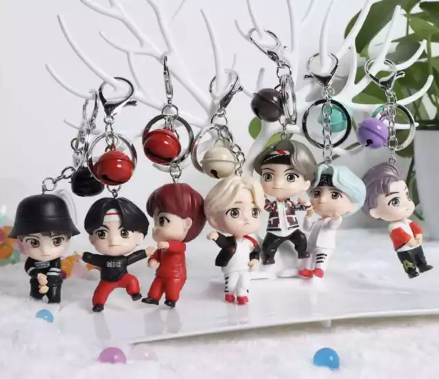 BANGTAN boys BTS keychains with synthetic leather straps and real bells KPOP