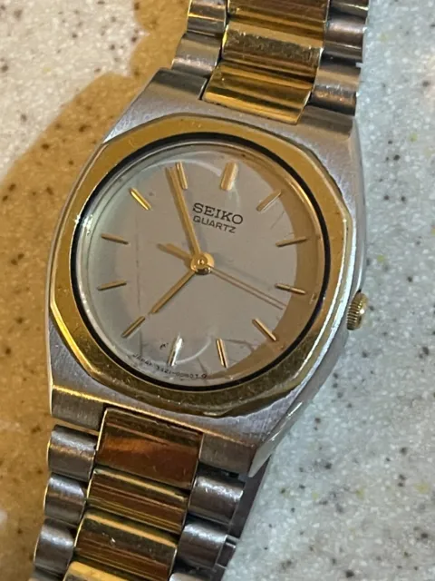 VINTAGE USED SEIKO Quartz Watch Timepiece 2 Tone Stainless Steel Strap ...