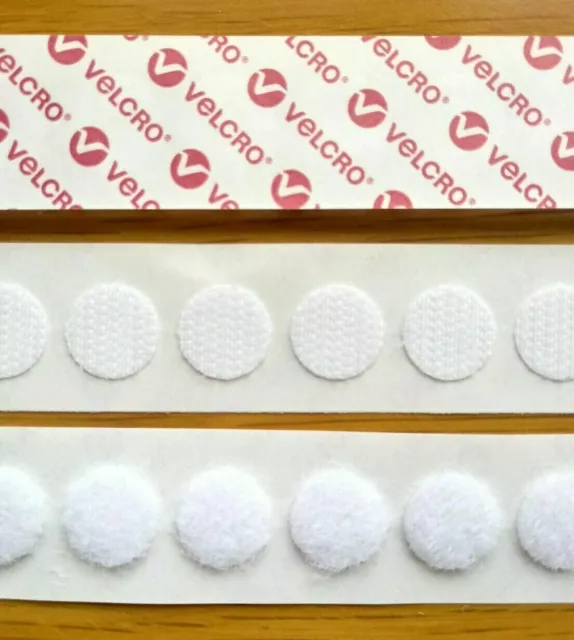 VELCRO® Brand 30 Hook And 30 Loop Stick On Dots Circles White 13mm Self Adhesive