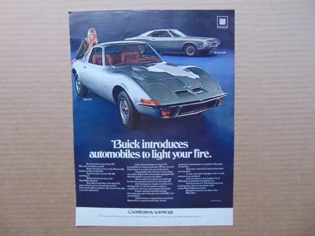 1969 BUICK OPEL GT Light YOUR FIRE vintage art print ad