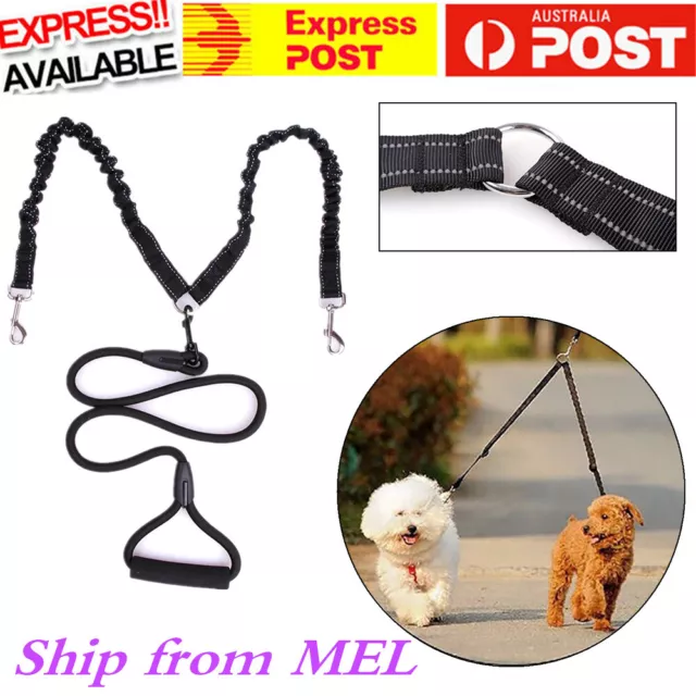 Duplex Double Dog Leash Coupler Twin Dual Lead 2 Way Two Pet Dogs Walking Safety