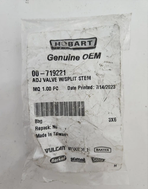 Hobart - 00-719221 - Adjustable Valve w/ Split Stem