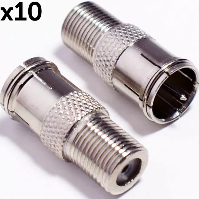 QTY 10 Quick Fit F Connector Male Plug To Female Adapter Push On RF Coaxial