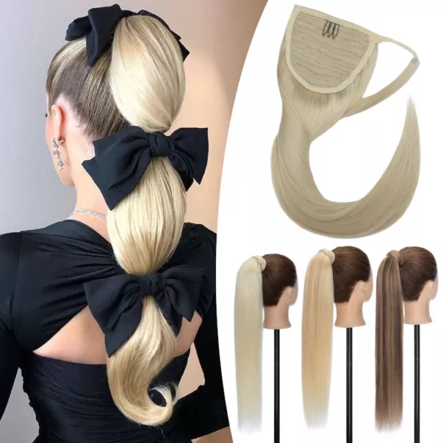 Dick Pferdeschwanz Zopf Ponytail Haarteil Clip In Remy Echthaar Extensions Blond