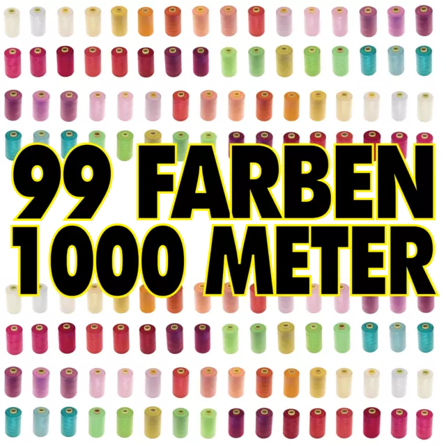 Nähgarn Rolle 1000m Nähseide Jeansgarn Ledergarn Nähfaden Allesnäher 99 Farben