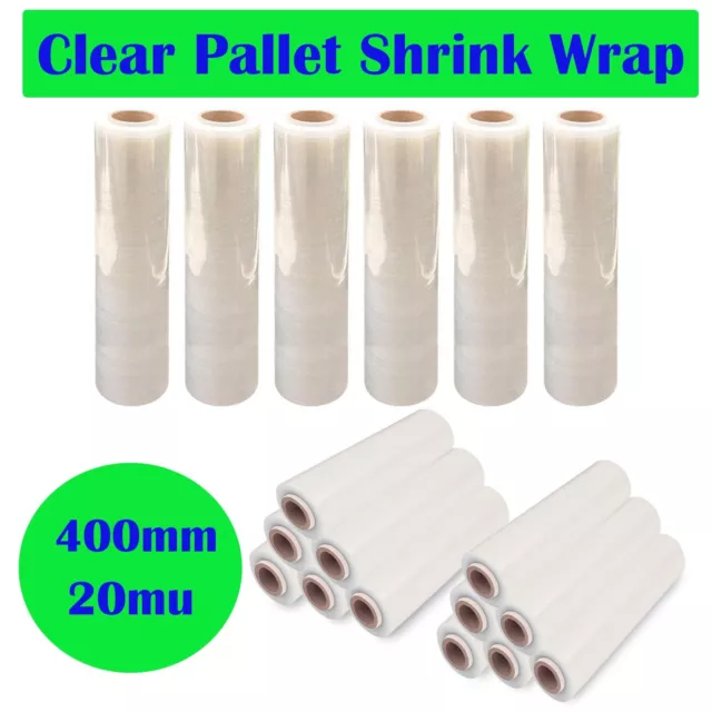 CLEAR PALLET STRETCH SHRINK WRAP CAST PACKING CLING FILM STRONG ROLL 400mmx20mu