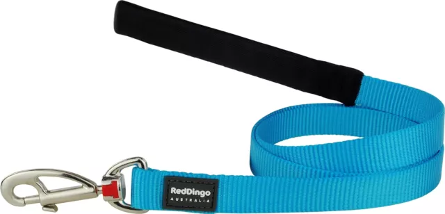 Red Dingo Padded Handle Dog Lead 1.2m Plain, Turquoise, Medium 20mm Lead M Turqu