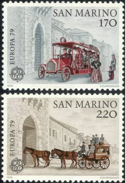 San Marino 1979 Europa Bus Coach Horses Public Transport Postal History MNH