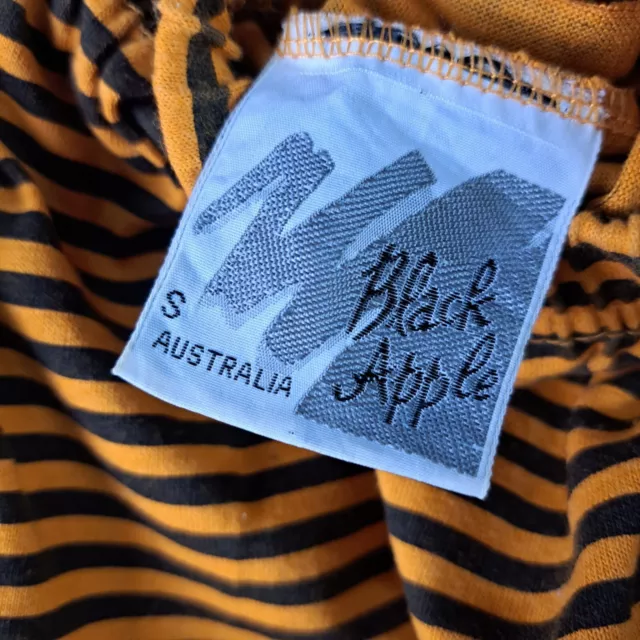 Vintage Black Apple Skirt Womens Small Orange Black Stripied Stretch Waist 5555 2