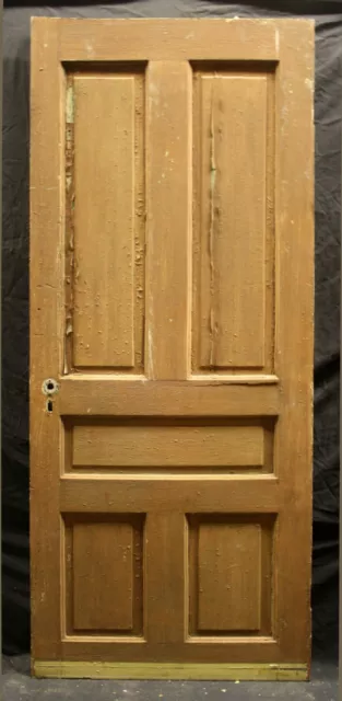 30"x77" Antique Vintage Old Victorian Interior SOLID Wood Wooden Door 5 Panels