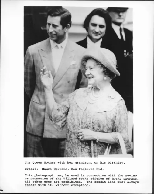 Queen Mother Prince Charles LOT 2 Original 1980s Press Photos Turnbull & Asser
