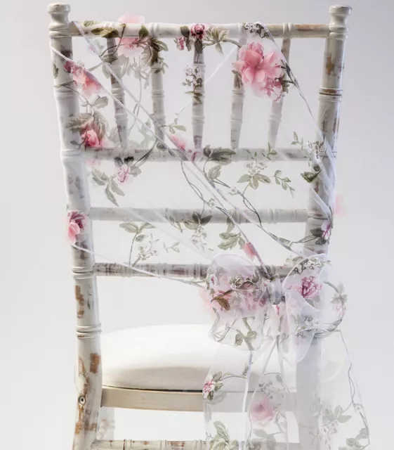 Blossom Organza Chair Sash Floral Bow Or Table Runner Wedding Chairs Event