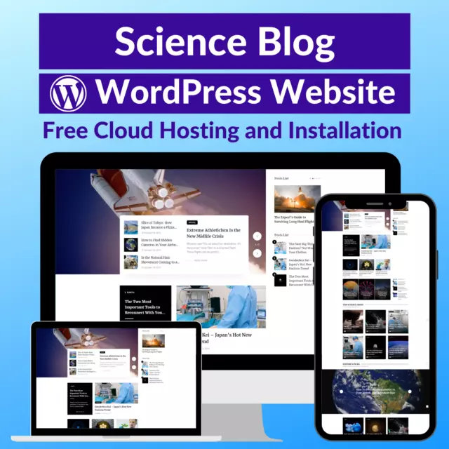 Science Blog Business Affiliate Website Store Free Hosting+Installation 