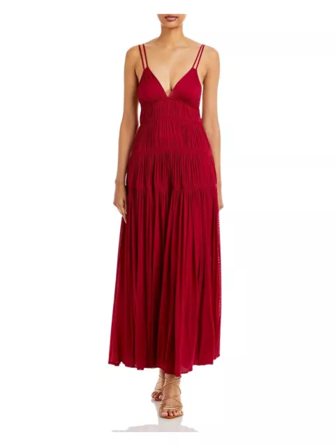 REBECCA TAYLOR Womens Maroon Lined Sleeveless Tea-Length Sheath Dress 12
