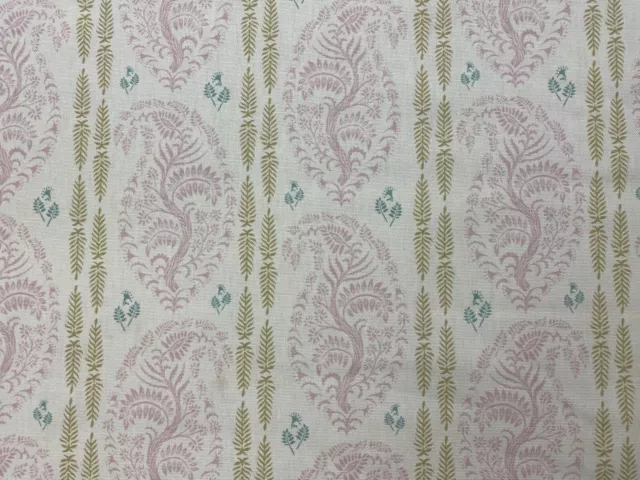 Perceval Paisley Regency Stripe Pink Ochre Ivory Cotton Curtain/Craft Fabric