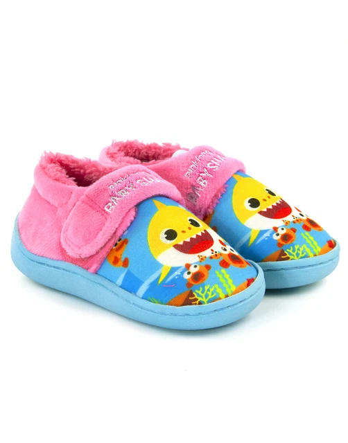 PINKFONG BABY SHARK Slippers Girls Kids Pink Song Strap House Shoes £12