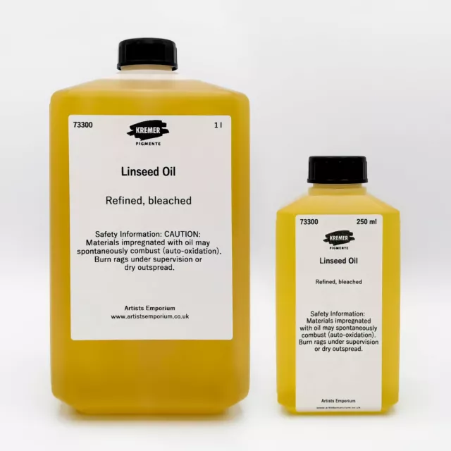 Linseed Oil Refined - Kremer Oil Painting Medium, Varnish Oil and Pigment Binder