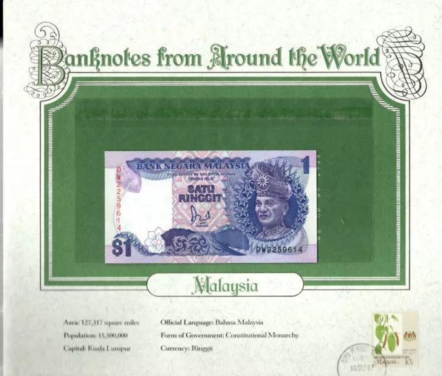 World Banknotes Malaysia 1986 1 Ringgit P-27a UNC Prefix DW2259614