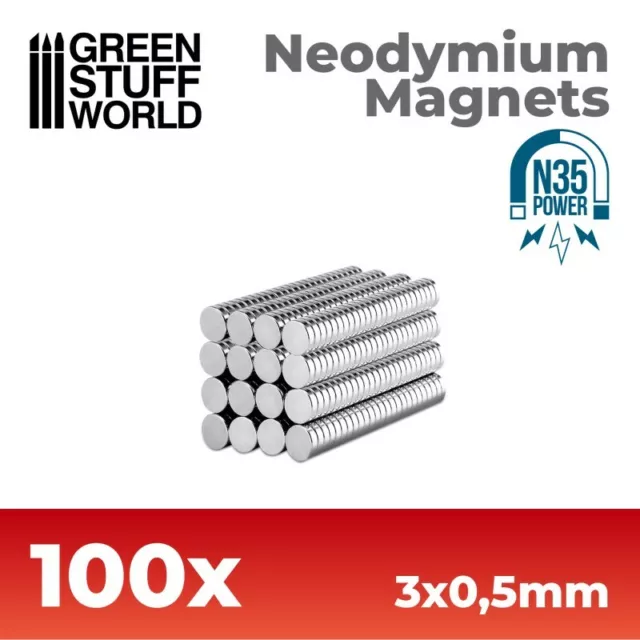 100x Magneti Neodimio - 3x0,5mm Dischi (N35) - Calamite Calamita Warhammer 40k