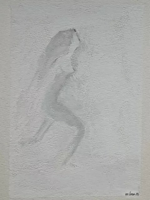 CURIOSA Femme Nue GOUACHE Erotique PEINTURE Dessin Brun EROTICA XX°