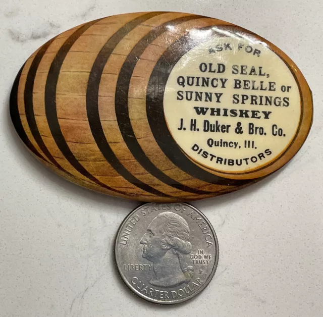 Whiskey Barrel Advertising Pocket Mirror Old Seal Quincy Belle Sunny Springs 3