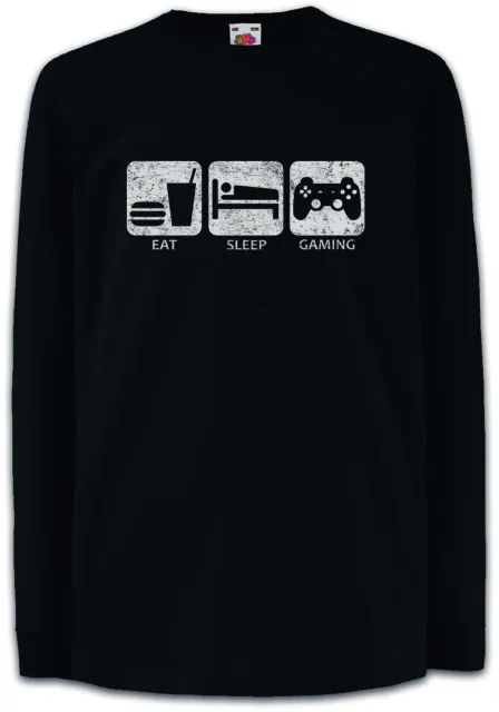 Eat Sleep Gaming Kids Long Sleeve T-Shirt Gamer Games Fun Nerd Computer Science